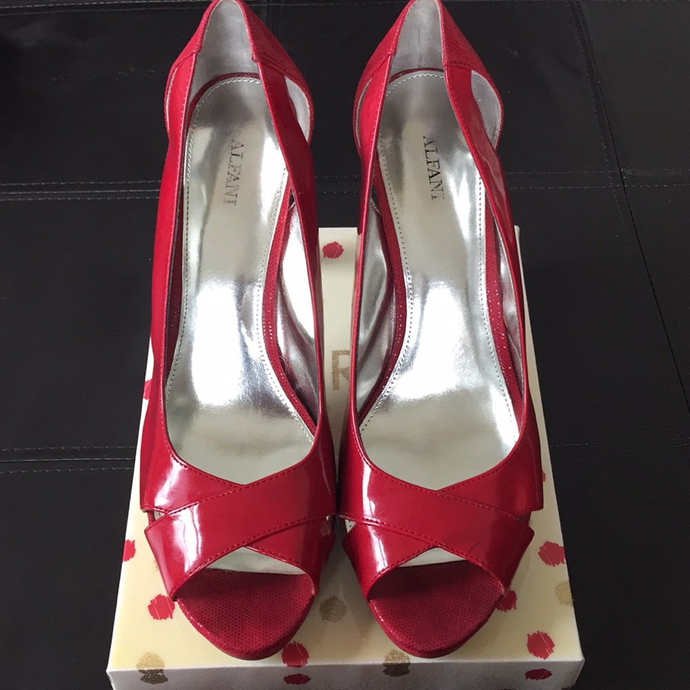 Alfani Cherry Red Peep Toe Pump